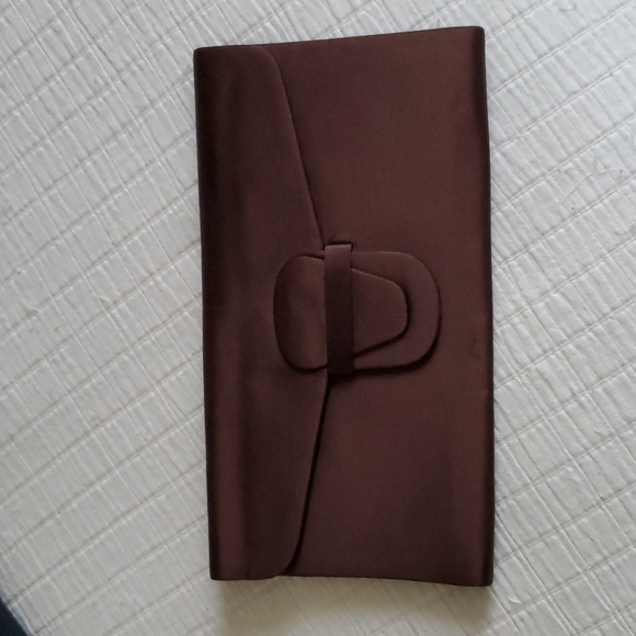 Joseph Magnin Brown Satin fold over clutch bag Made in Italy! Vintage perfect - Picture 2 of 8